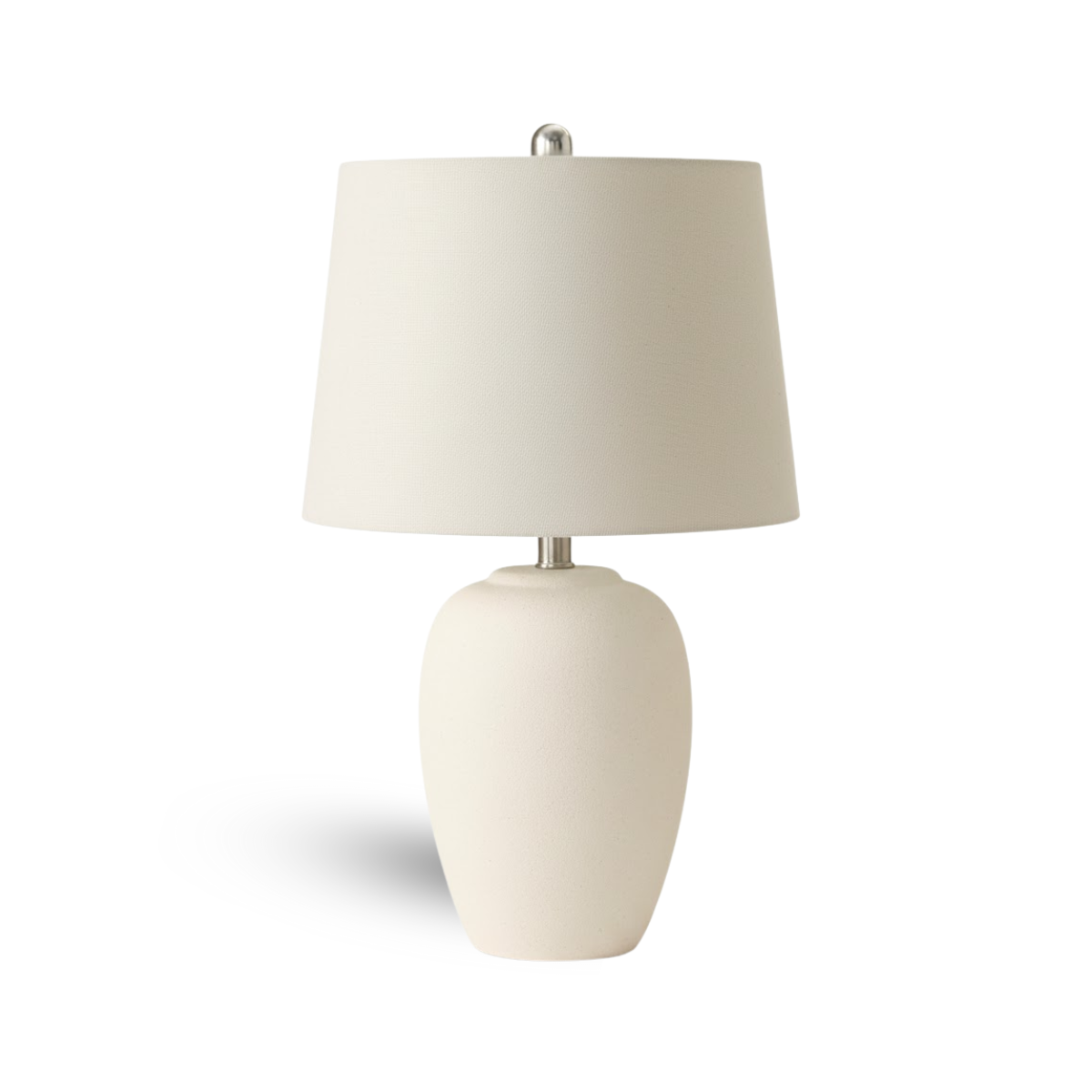 Nourison Home 23" Natural White Ceramic Jar Table Lamp for Bedroom, Living Room, Dining Office, with Off-White Shade