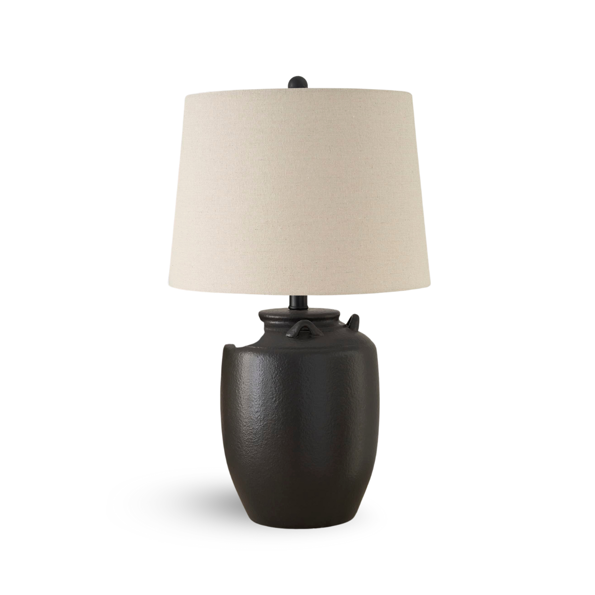 Nourison Home 24" Black Farmhouse Ceramic Pottery Jug Table Lamp for Bedside Table, Living Room, Office, Entryway