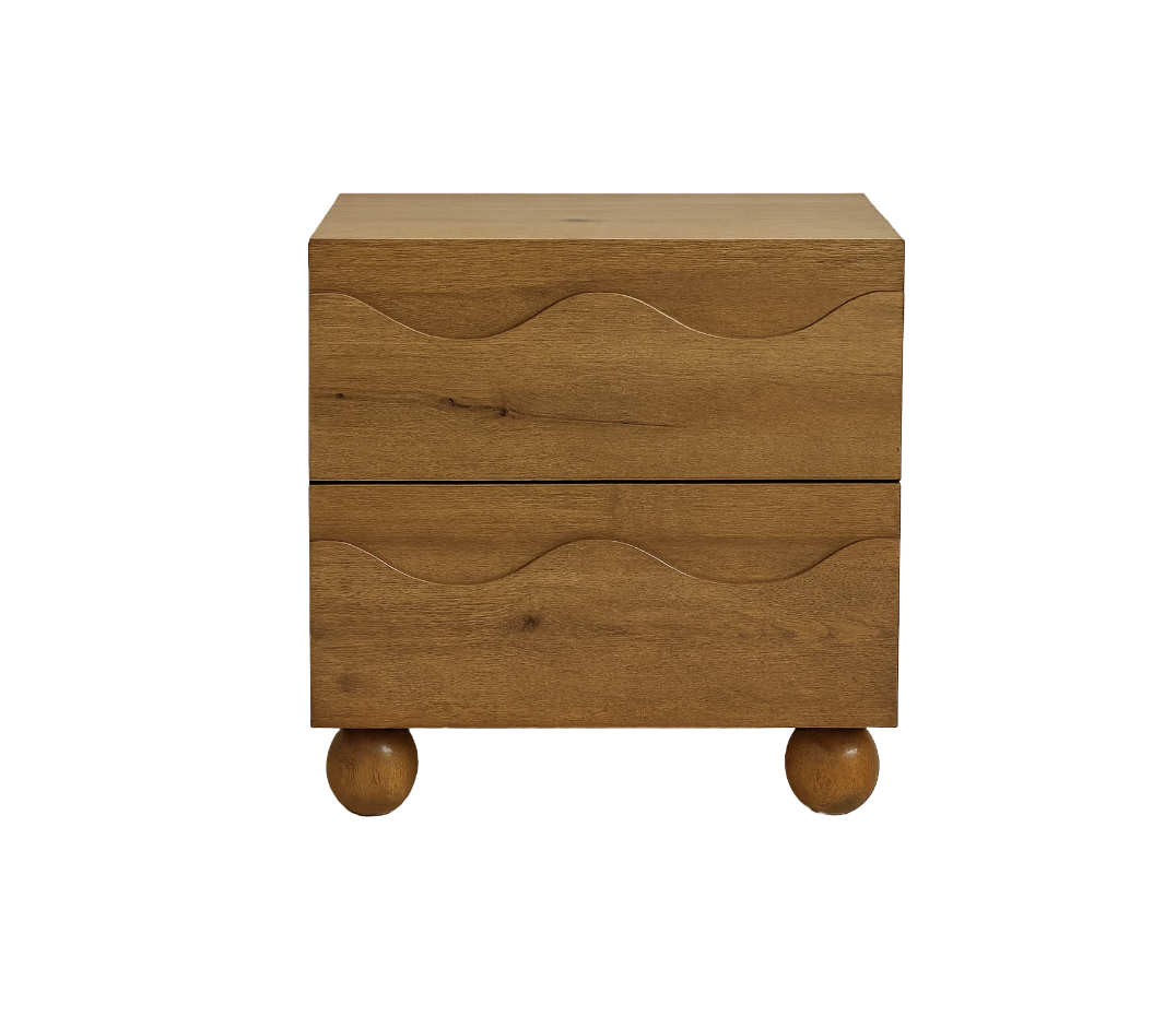 Anbuy Bedroom Sets Natural Oak 3 Pieces, Scalloped 6 Drawer Dresser and Nightstand Sets for Bedroom, Large Two Drawers Nightstand Set of 2 & Scalloped 6 Drawer Dresser Combo 3 Pieces for Living Room