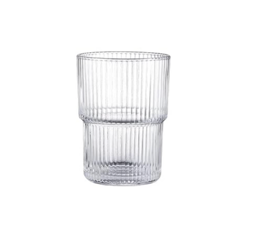 BJMEDYM Ribbed Glassesware 14 Oz Ripple Drinking Glasses Iced Coffee Glasses Glass Cup Set Of 6 Vintage Drinking Glasses Water Glasses Fluted Glassware Cocktail Glass Cute Glass Cups