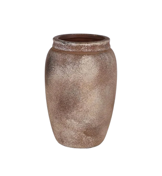 Rustic Farmhouse Ceramic Vase, 8.1" Tall Vintage Pottery Vases, Terracotta Decorative Boho Pampas Flower Vase, Suitable for Home Decor Living Room Entryway Table Bookshelf Mantle Shelf Decor