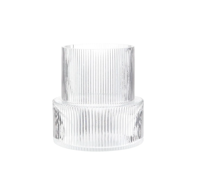 YANWE1 Ribbed Glass Vase, Flower Vase, Fluted Clear Vases for Flowers, Modern Vases for Living Room, Dining Table, Entryway, Shelf, Wedding, Office, Coffee Table, Birthday, 7.5 Inches
