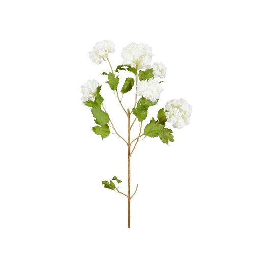 Faux Snowball Hydrangea in Crisp White - 43.5