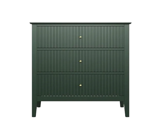 RoyalCraft Large 3 Drawer Dresser Set of 2, Fluted Chest of Drawers with Storage, Modern Painted 30 inch Tall Nightstand for Bedroom Living Room Entryway, Green