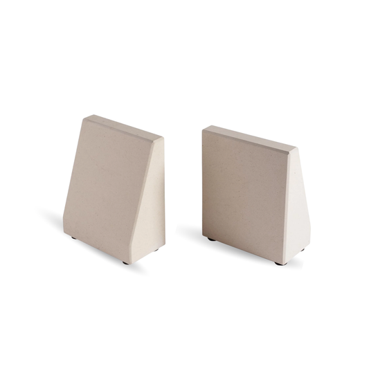 Book End, Natural Marble Bookend for Shelves, Non-Skid Bookends for Heavy Books, Heavy Duty Book Stopper for CDs and Oversized Books, Luxury Book Shelf Holder, Moleanos Beige