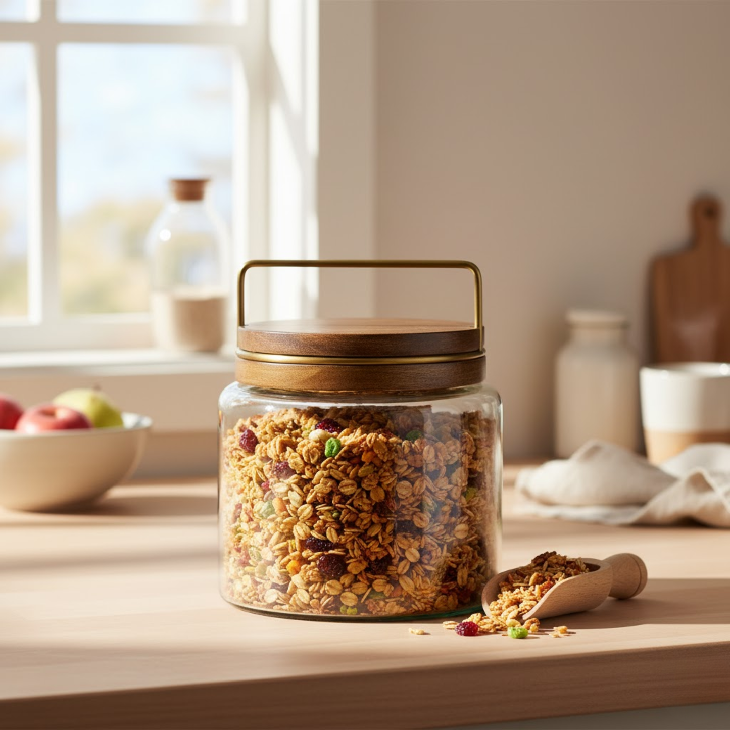 Wood with Antique Brass Canister