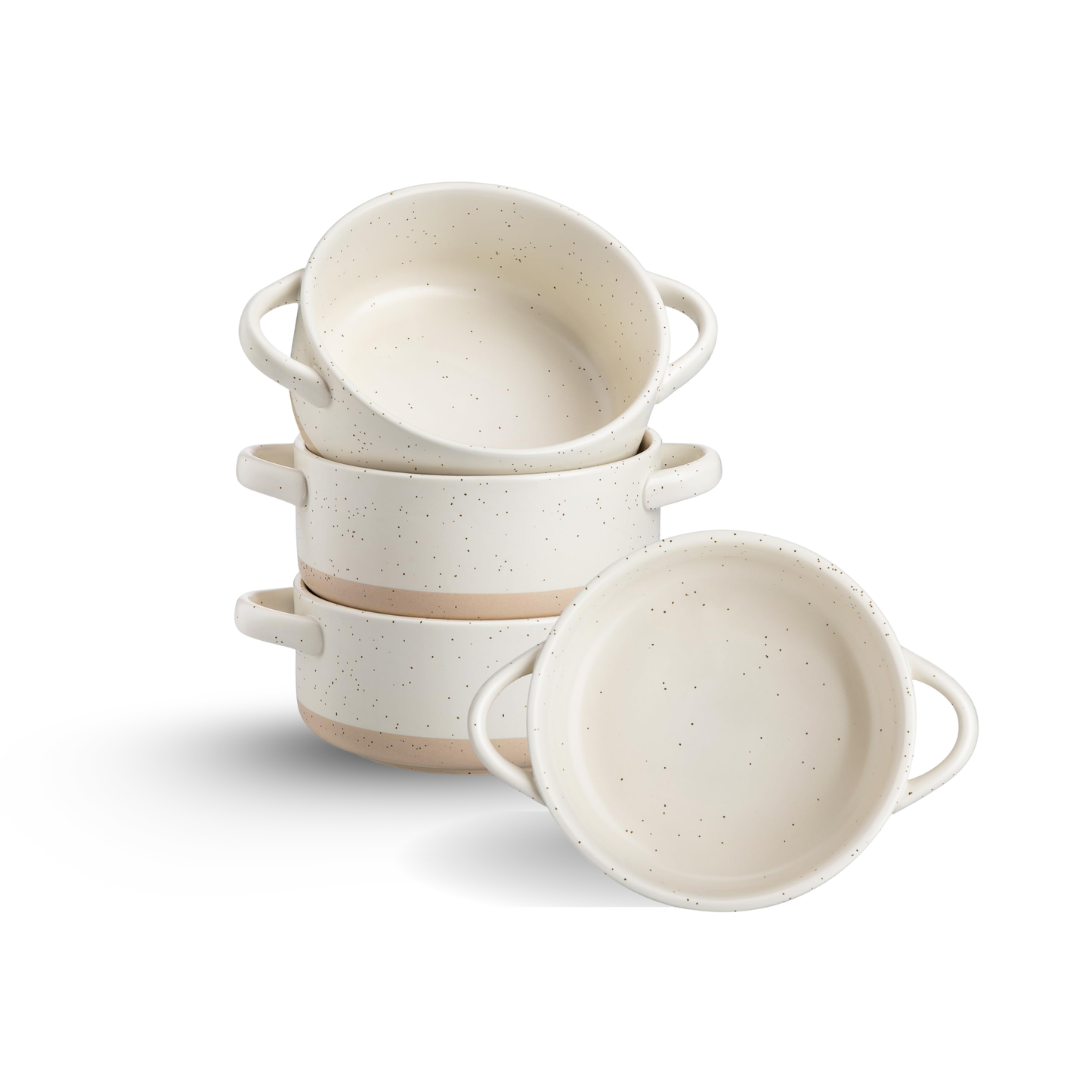 vancasso Sabine French Onion Soup Bowls with Handles, 30 Oz Large Soup Bowls for Cereal, Pasta,Stew, Oven Safe Soup Sowls, Soup Crocks Set of 4, Cream Beige