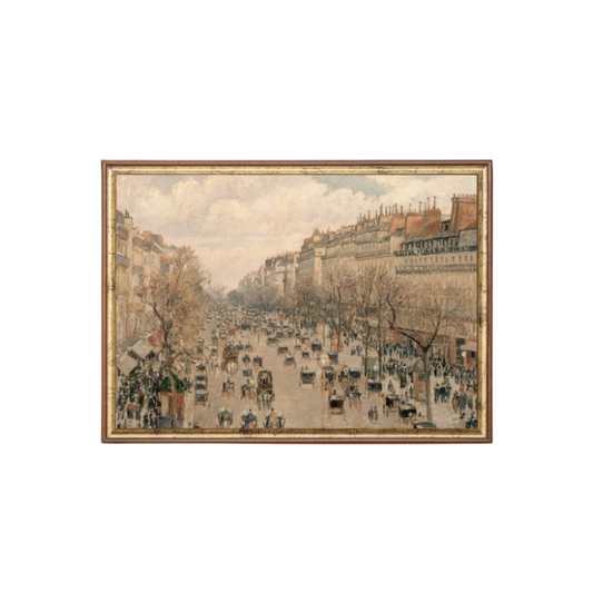 Vintage Paris Print: Boulevard Montmartre Antique Painting