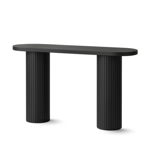 ONBRILL 55 Inch Fluted Entryway Table, Sofa Table Behind The Couch, Long Console Tables, Modern Entrance Stand for Hallway, Living Room Foyer, Farmhouse Style (Black)