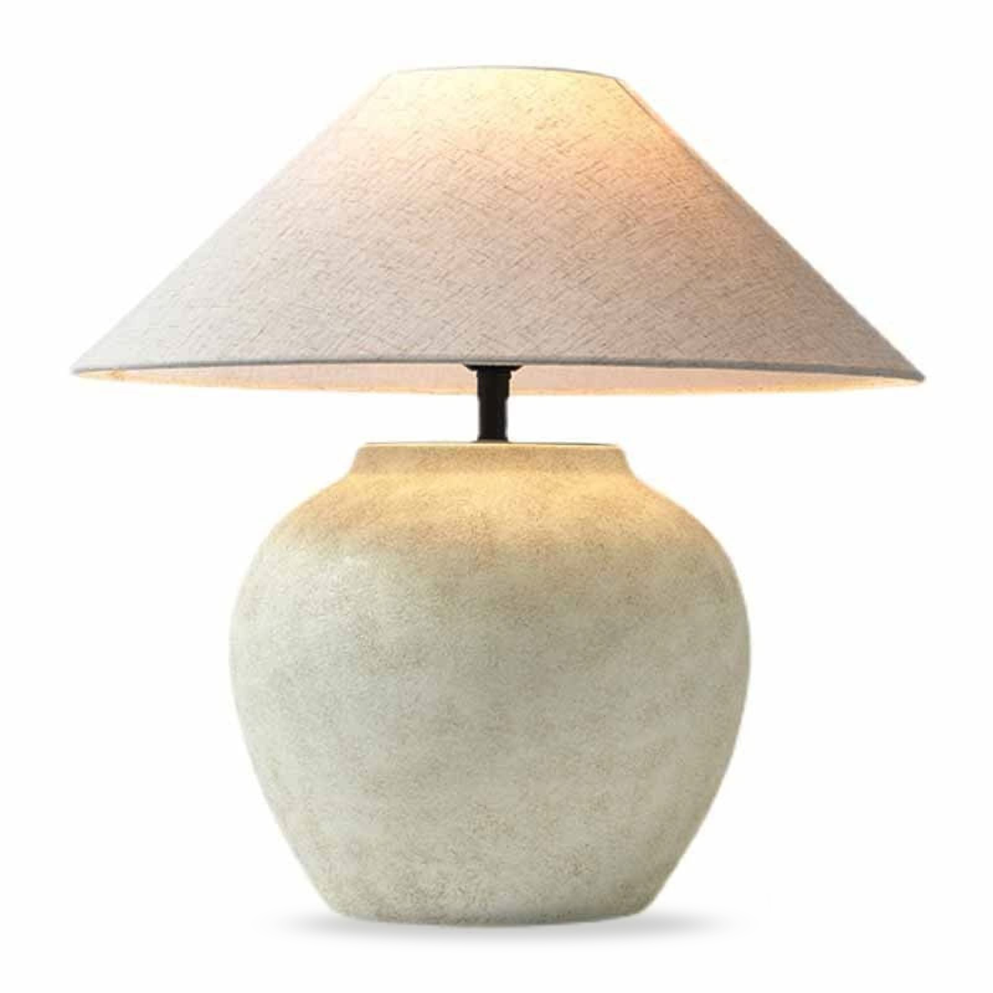 HUIBAOGONG Rustic Southwestern Jug Table Lamp 20'' Tall White Clay Pot Ceramic Table Lamp Tapered Fabric Shade Bedside Nightstand for Living Room Bedroom House Office Entryway (001)