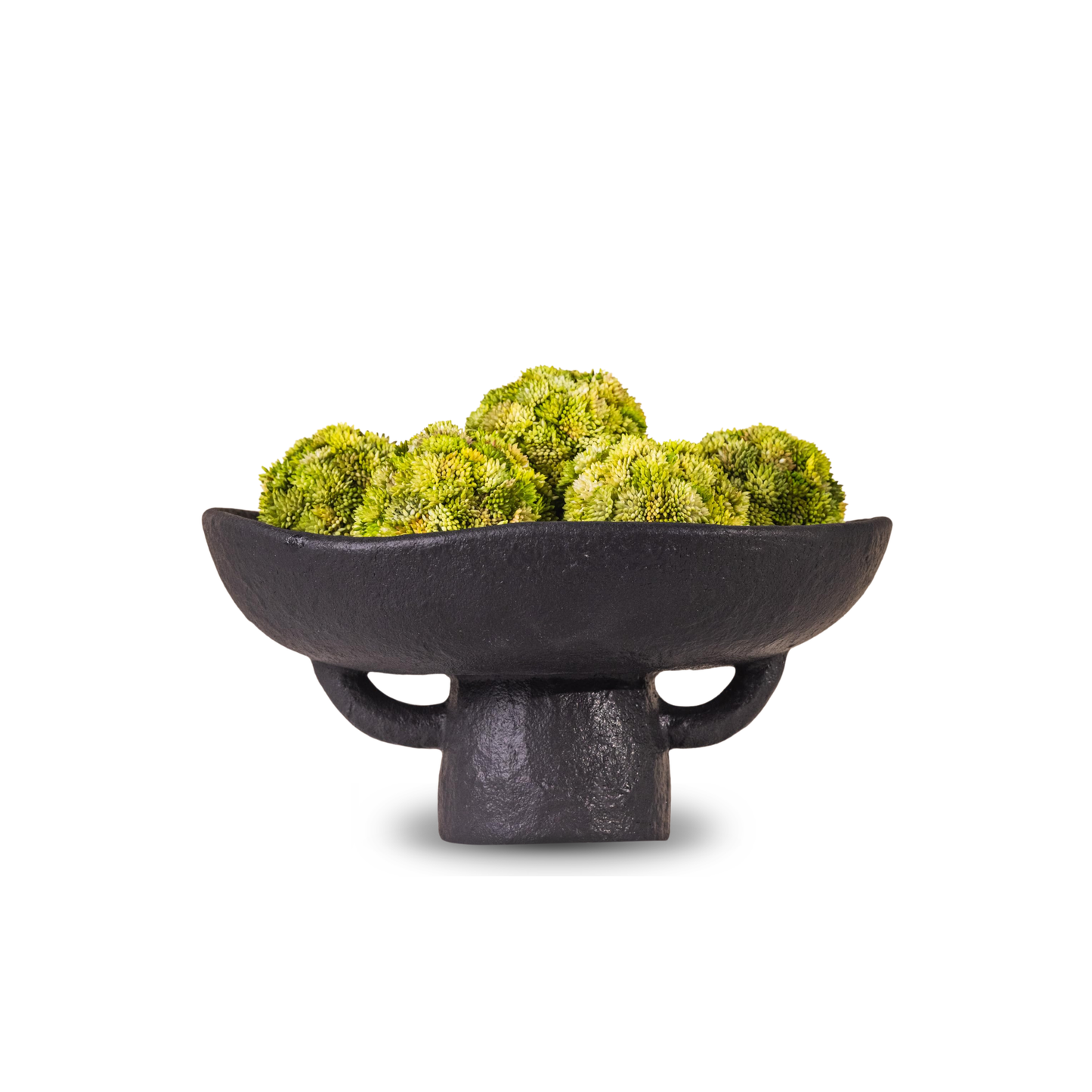 Balls and Pedestal Bowl Set Textured Black Ceramic Decorative Bowl with Succulent Balls for Counter Top, Farmhouse Table Centerpiece, Living Room, Kitchen Decor