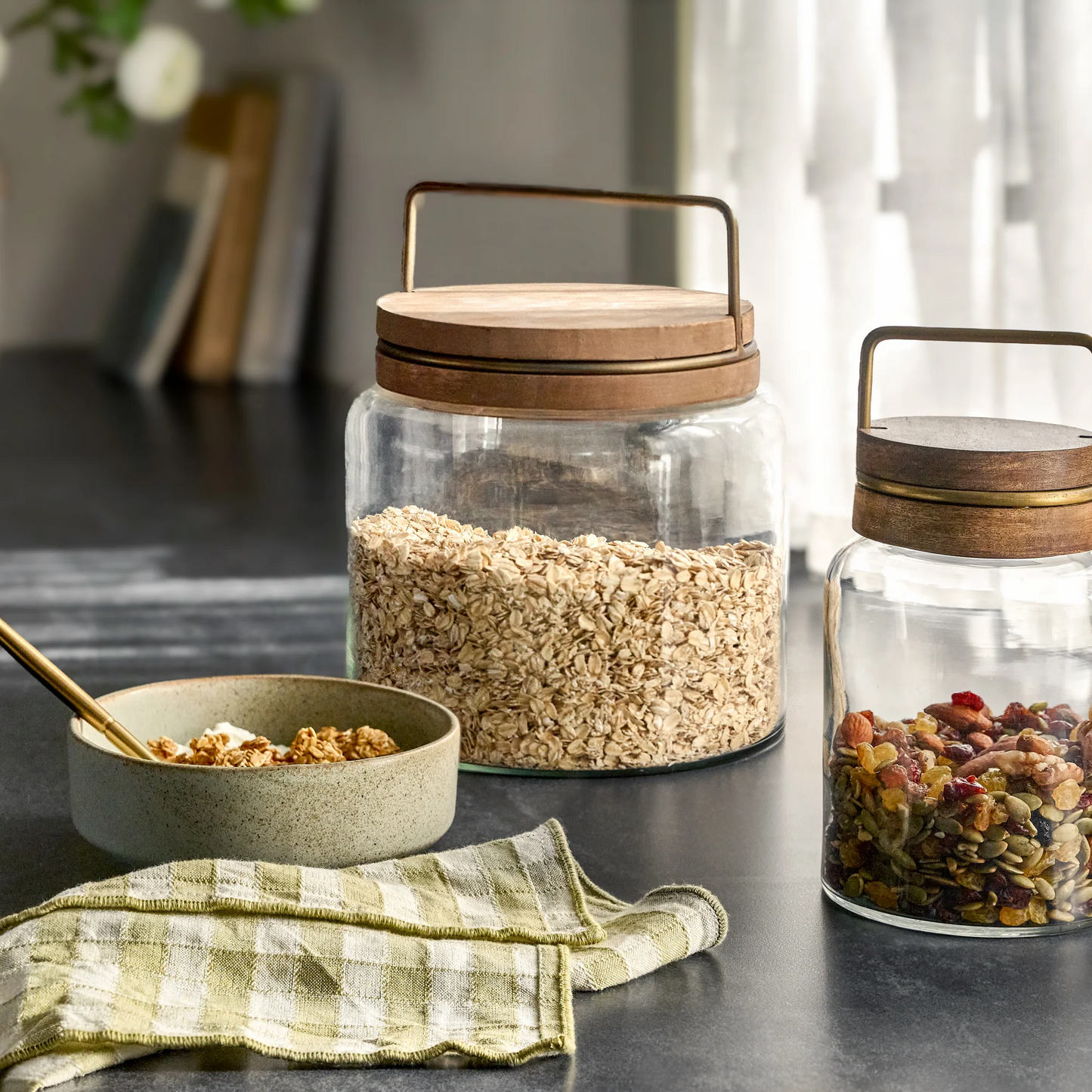 Wood with Antique Brass Canister