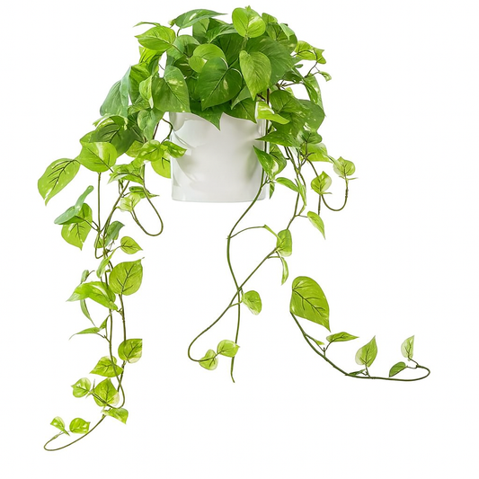 ROVALA Silk Plants for Home Decor Indoor in Pot Realistic Artificial Plants Fake Hanging Plants Faux Plants Indoor Fake Potted Plants Fake Plants for Shelves Bathroom Plants, Fake Pothos (Light Green)